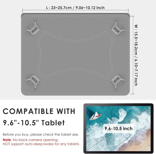 Alt view image 2 of 7 - Universal 9.6 10 10.1 10.5 Inch Tablet Case Portable PU Leather