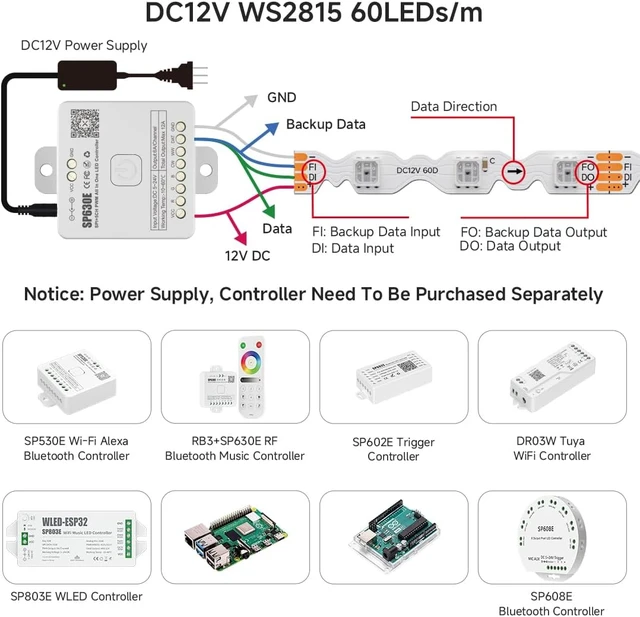 Alt view image 4 of 7 - WS2815 S-Flex Design 16.4ft 300 LEDs Total 7mm Width 12VDC