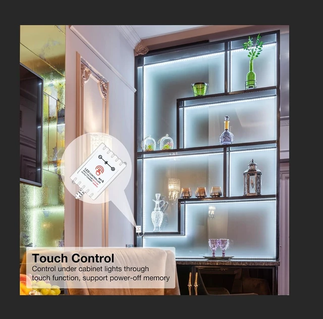Alt view image 5 of 7 - 8 PCS Under Cabinet Lighting Kit Bright Under Cabinet Lights Flexible Led Strip Lights with Remote for Kitchen Cabinets Shelf Desk Counter 2700K-6500K Warm to Daylight White 13.2ft