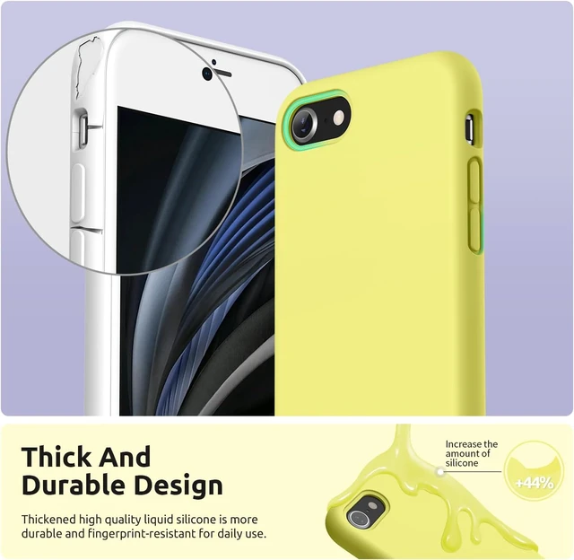 Alt view image 3 of 7 - Designed for iPhone SE Case iPhone 8 Case iPhone 7 Case Liquid Silicone Phone Case for iPhone se 3rd 2nd SE 2022 SE 2020 Yellow