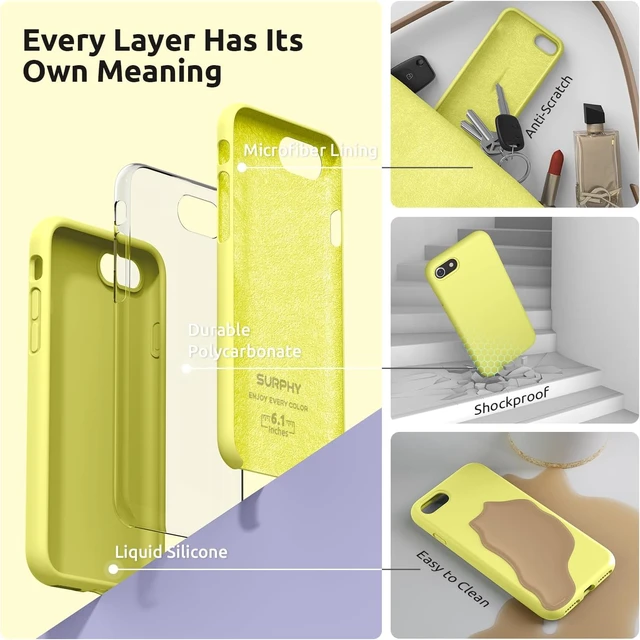 Alt view image 5 of 7 - Designed for iPhone SE Case iPhone 8 Case iPhone 7 Case Liquid Silicone Phone Case for iPhone se 3rd 2nd SE 2022 SE 2020 Yellow