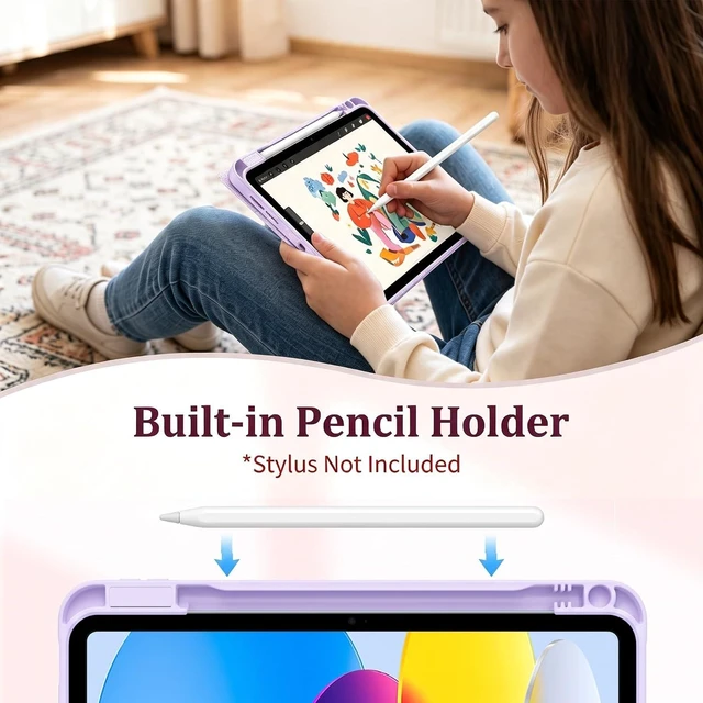Alt view image 4 of 7 - for iPad A16 11th/10th Gen Glitter Case with Pencil Holder -Purple