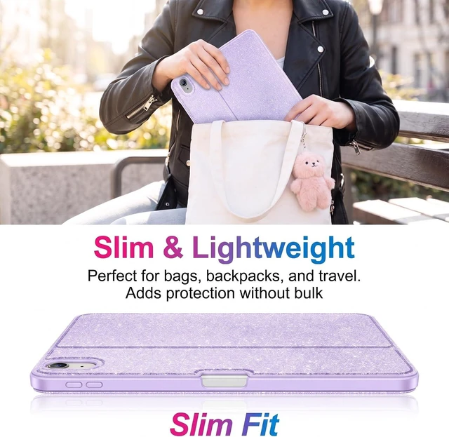 Alt view image 5 of 7 - for iPad A16 11th/10th Gen Glitter Case with Pencil Holder -Purple