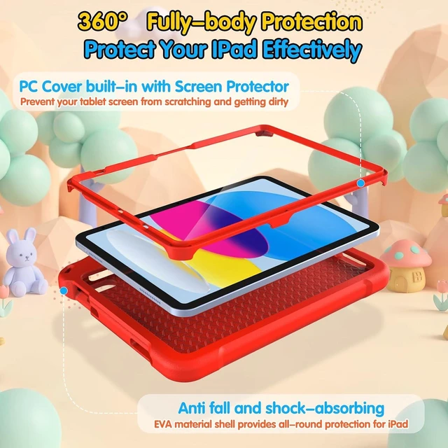 Alt view image 3 of 7 - Kids Case for iPad A16 11th Generation 2025/iPad 10th Generation 2022 Red