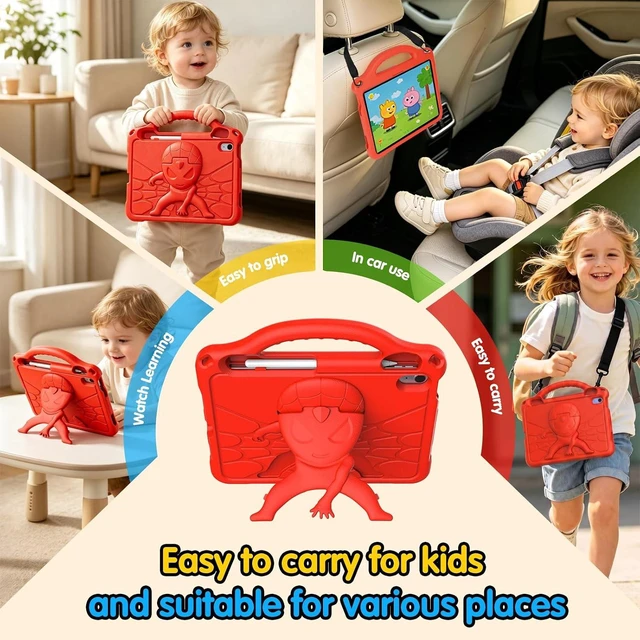 Alt view image 5 of 7 - Kids Case for iPad A16 11th Generation 2025/iPad 10th Generation 2022 Red