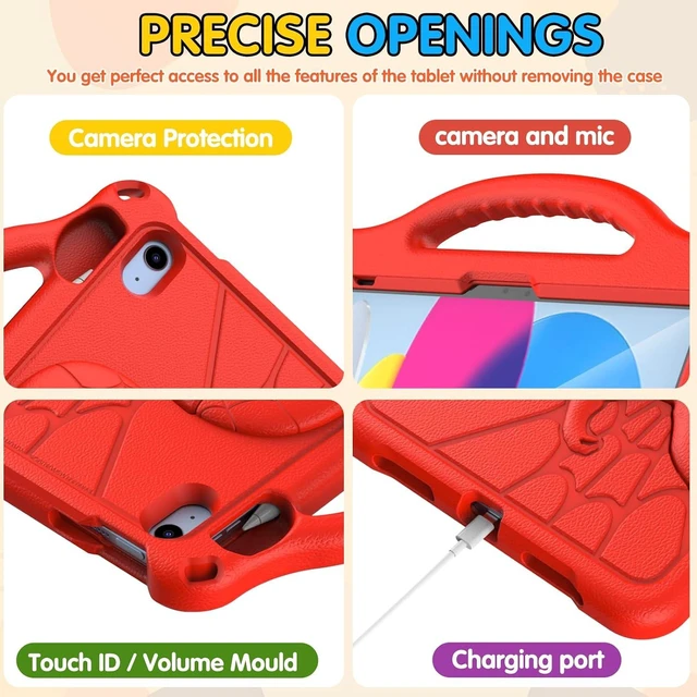 Alt view image 6 of 7 - Kids Case for iPad A16 11th Generation 2025/iPad 10th Generation 2022 Red