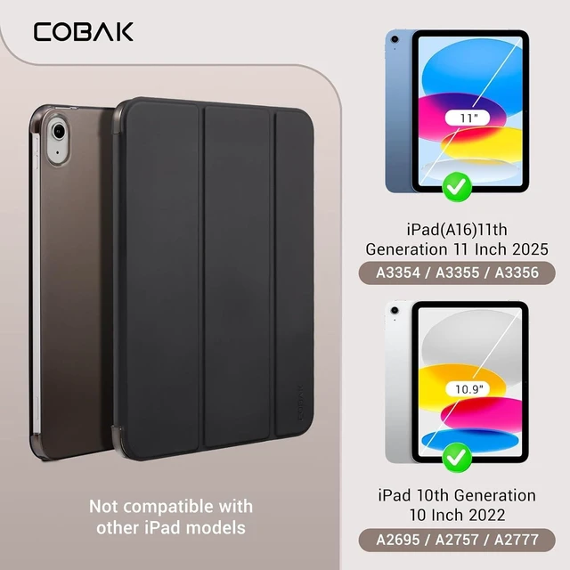 Alt view image 3 of 7 - Case for iPad (A16) 11th Generation 11 Inch 2025 iPad 10th Generation 10.9 inch 2022 Slim Stand Protective Cover with Hard PC Translucent Back Shell Cover Support Touch ID Black