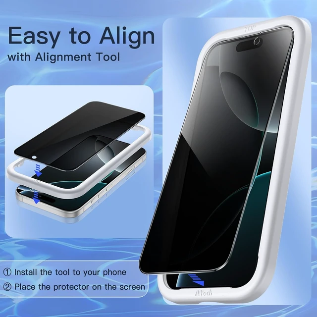 Alt view image 4 of 7 - Privacy Screen Protector for iPhone 16 Pro 2-Pack