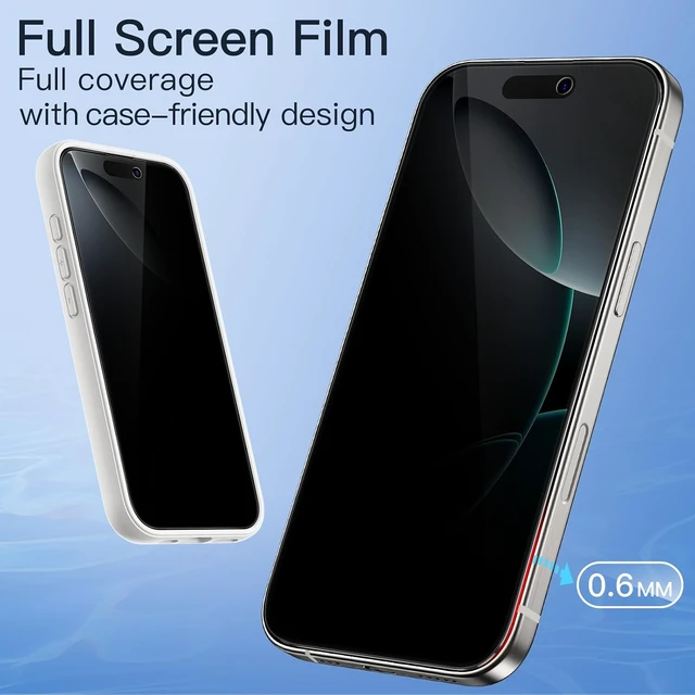 Alt view image 7 of 7 - Privacy Screen Protector for iPhone 16 Pro 2-Pack