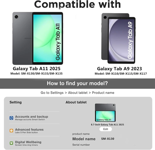 Alt view image 2 of 6 - Slim Case for Galaxy Tab A11 (2025) / A9 (2023) 8.7 Inch Navy