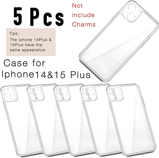 Alt view image 2 of 5 - 5 Pack Phone Junk Case for iPhone 13 14 15 16 17 Pro Max Plus DIY Decorative Clear Crystal Transparent Cases for Custom Design (for iPhone 14 Plus & 15 Plus)