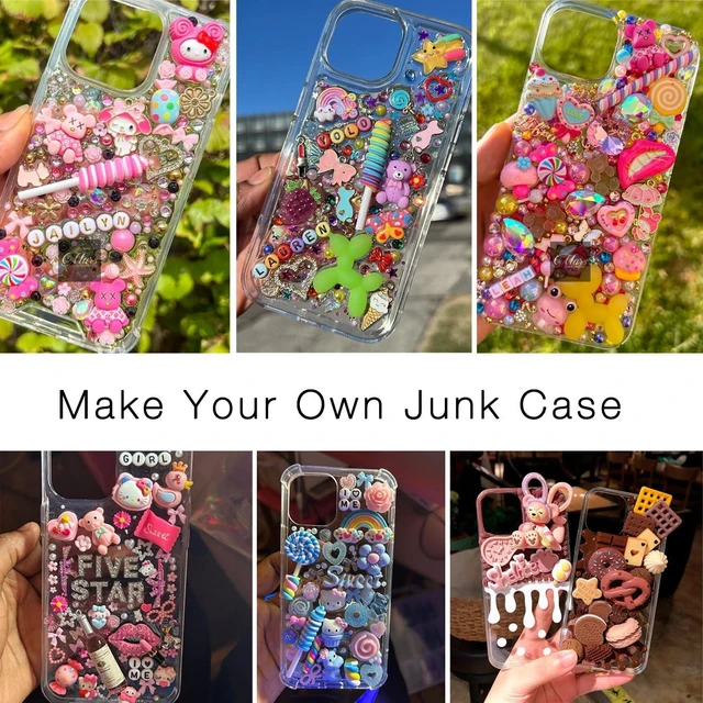 Alt view image 3 of 5 - 5 Pack Phone Junk Case for iPhone 13 14 15 16 17 Pro Max Plus DIY Decorative Clear Crystal Transparent Cases for Custom Design (for iPhone 14 Plus & 15 Plus)