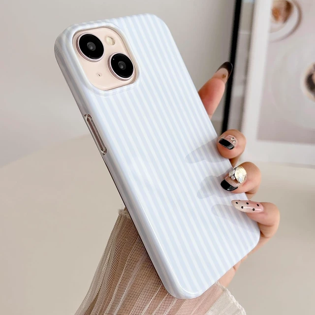 Alt view image 2 of 7 - Striped Phone Case for iPhone 13 & iPhone 14 & iPhone 15 Fashion Retro Stripe Pattern Aesthetic Cover Soft TPU Slim Shockproof Case for Girls Women-Blue