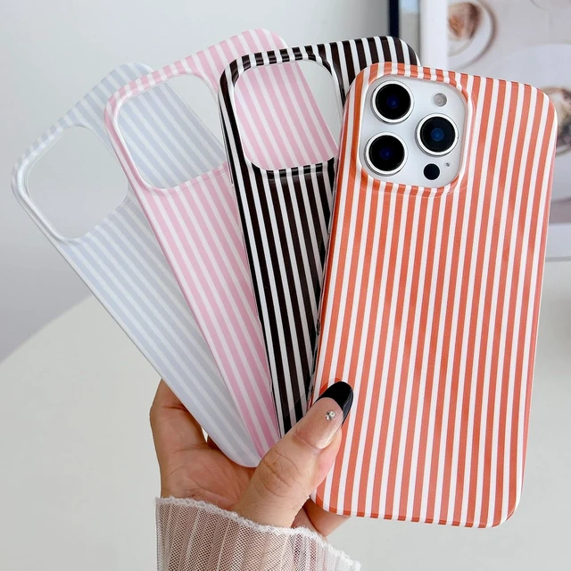 Alt view image 5 of 7 - Striped Phone Case for iPhone 13 & iPhone 14 & iPhone 15 Fashion Retro Stripe Pattern Aesthetic Cover Soft TPU Slim Shockproof Case for Girls Women-Blue