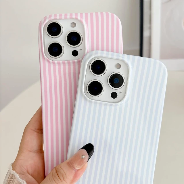 Alt view image 6 of 7 - Striped Phone Case for iPhone 13 & iPhone 14 & iPhone 15 Fashion Retro Stripe Pattern Aesthetic Cover Soft TPU Slim Shockproof Case for Girls Women-Blue