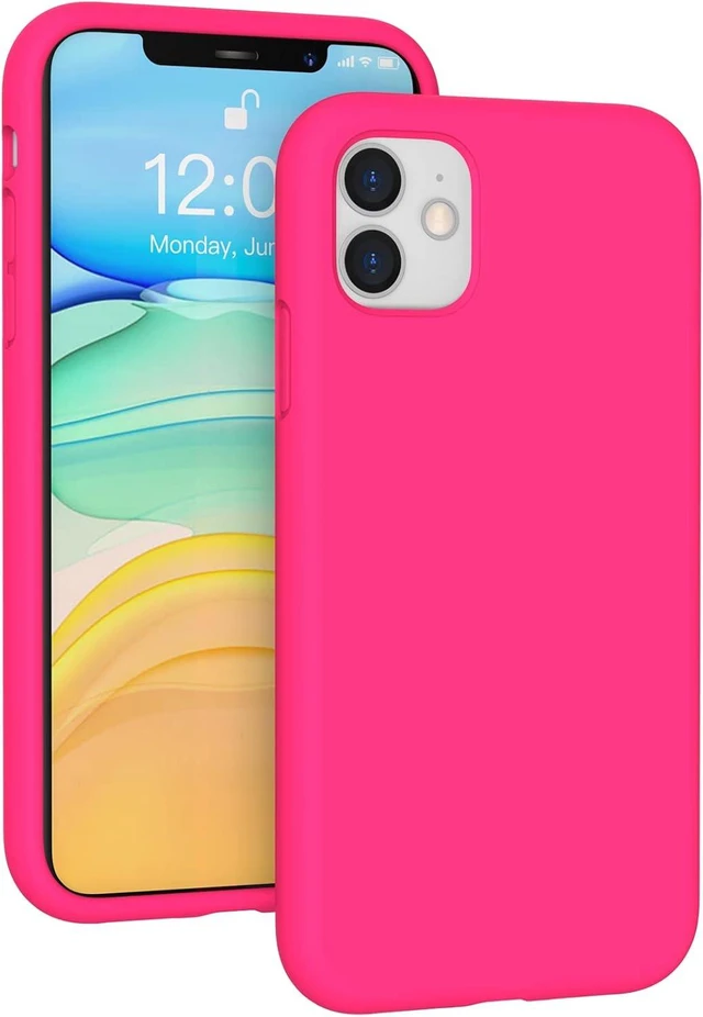 Main image of Compatible with iPhone 11 Liquid Silicone Case Neon Pink