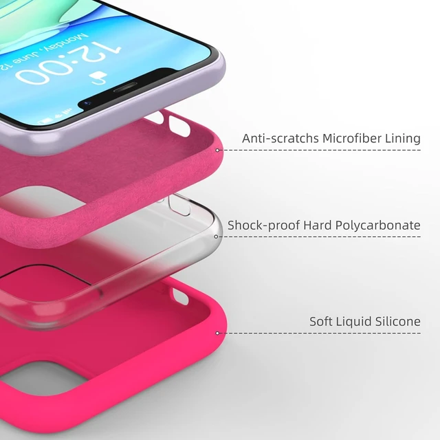 Alt view image 4 of 7 - Compatible with iPhone 11 Liquid Silicone Case Neon Pink