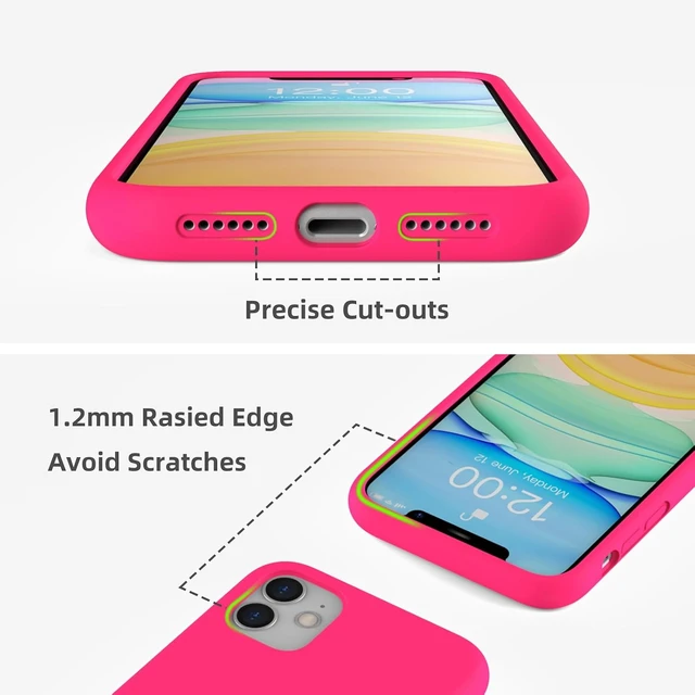 Alt view image 3 of 7 - Compatible with iPhone 11 Liquid Silicone Case Neon Pink