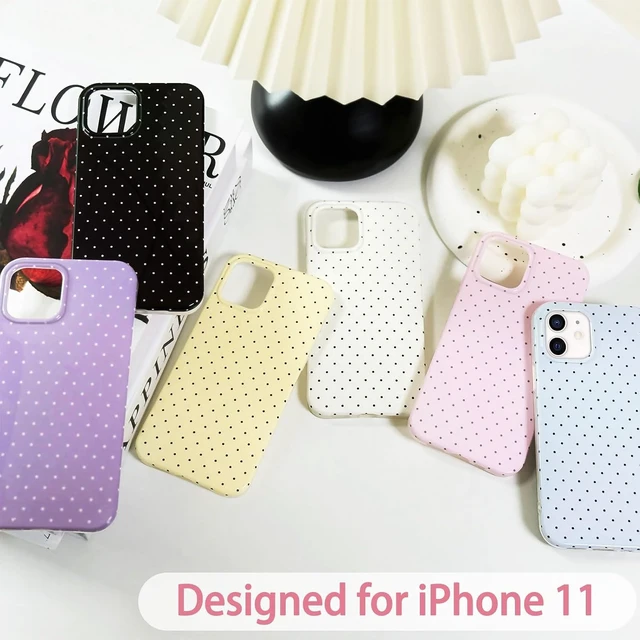 Alt view image 5 of 6 - for iPhone 11 Case Cute Polka Dot Aesthetic Design Simple Cover 6.1 Thin Slim Anti-Scratch Soft TPU Bumper Shockproof Rubber Protective Phone Cases for Women Girls Girly Boys White