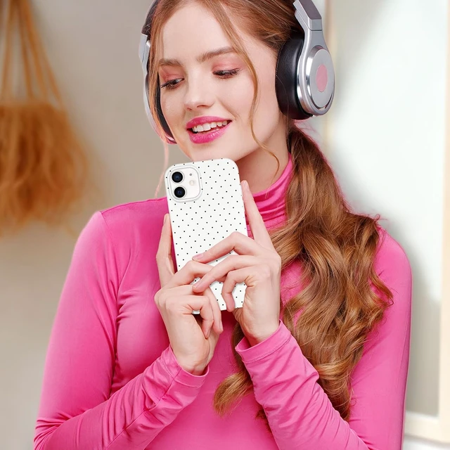 Alt view image 6 of 6 - for iPhone 11 Case Cute Polka Dot Aesthetic Design Simple Cover 6.1 Thin Slim Anti-Scratch Soft TPU Bumper Shockproof Rubber Protective Phone Cases for Women Girls Girly Boys White