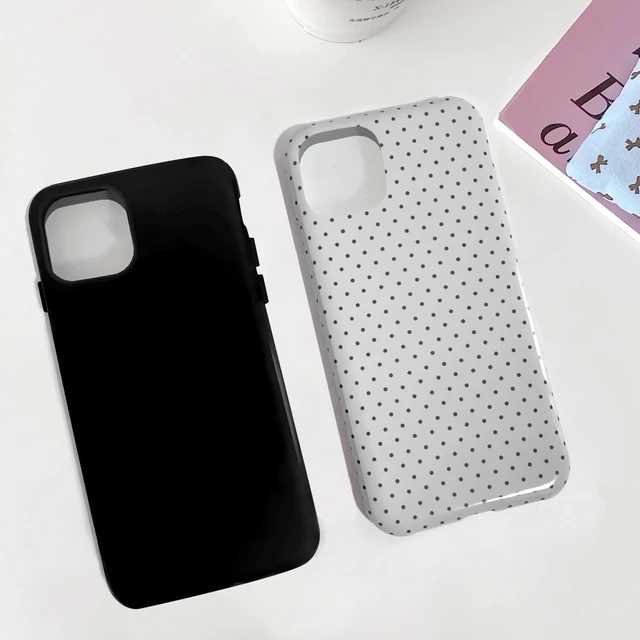 Alt view image 4 of 6 - Cute Case for iPhone 12 Mini Polka Dot Phone Case for iPhone 13 Mini Aesthetic Pattern Design Hybrid 2-Layer Shockproof Protective Cover for Girls Women (White 12mini/13mini)