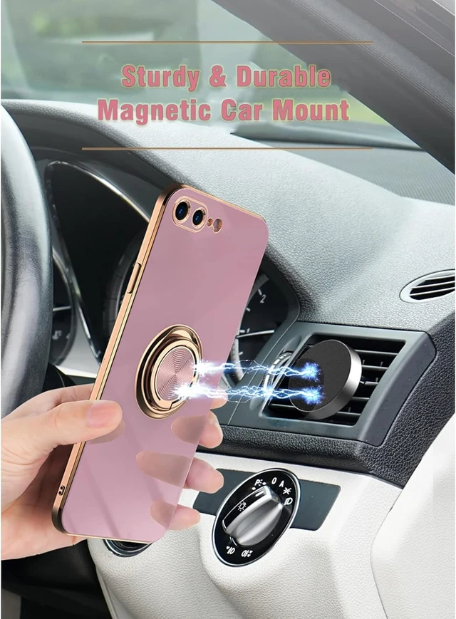 Alt view image 5 of 7 - for iPhone SE 3/SE 2/iPhone 8/7 Ring Holder Case Shiny Plating Rose Gold Edge with 360 Degree Rotation Kickstand for Women Girls Slim Soft Flexible TPU Protective Cover Case 4.7 Inch White