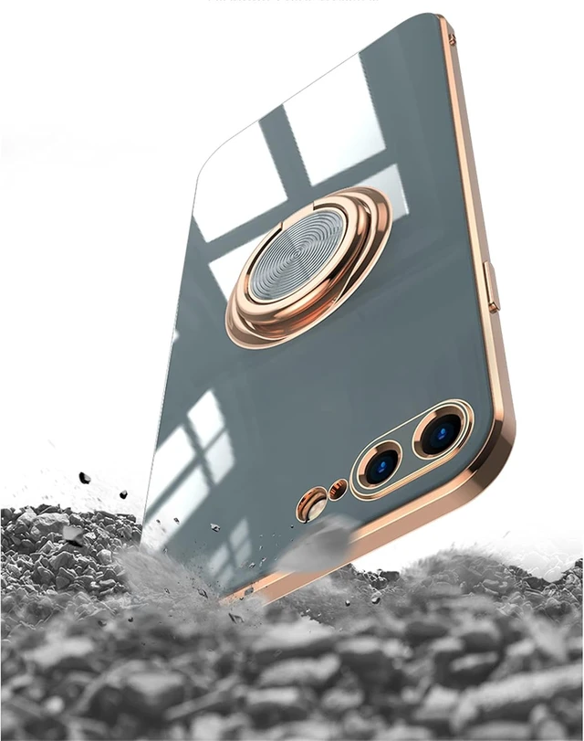 Alt view image 6 of 7 - for iPhone SE 3/SE 2/iPhone 8/7 Ring Holder Case Shiny Plating Rose Gold Edge with 360 Degree Rotation Kickstand for Women Girls Slim Soft Flexible TPU Protective Cover Case 4.7 Inch White