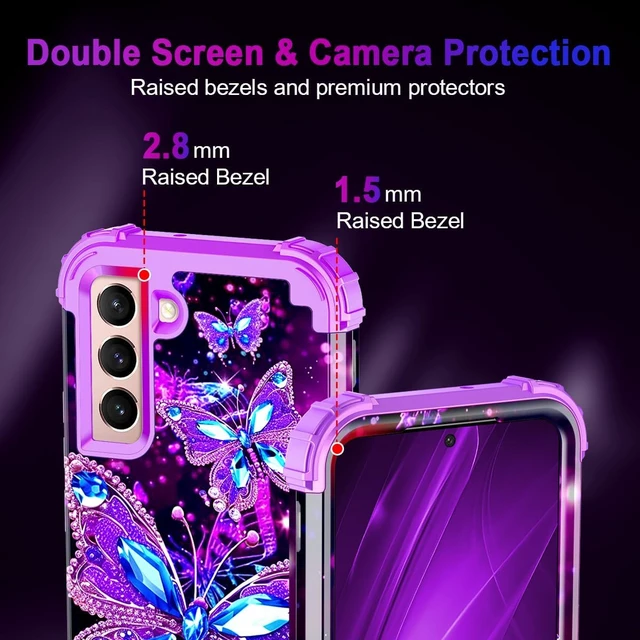 Alt view image 3 of 7 - for Galaxy S21 5G Case Glow in The Dark Three Layer Heavy Duty Shockproof Full Body Protection Hard Plastic Bumper+Soft Silicone Case for Galaxy S21 6.2 inch Dark