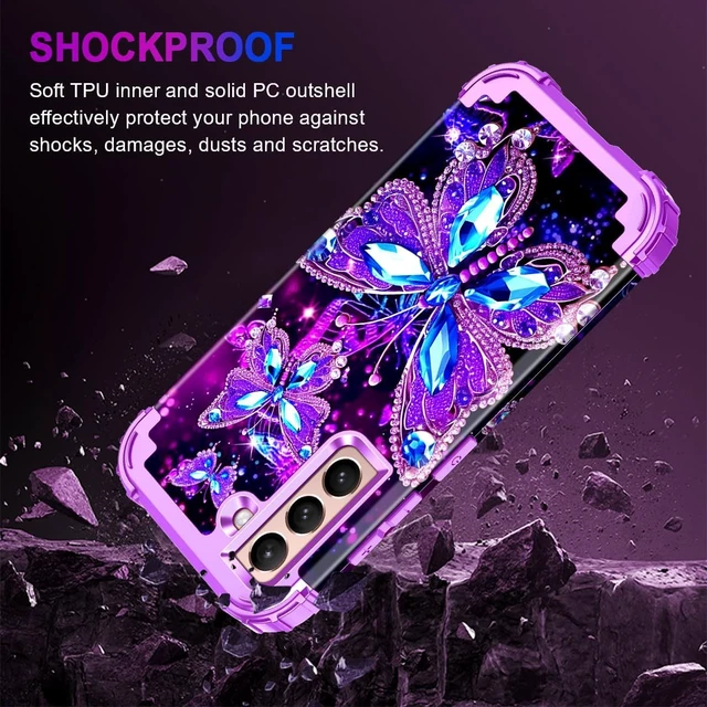 Alt view image 7 of 7 - for Galaxy S21 5G Case Glow in The Dark Three Layer Heavy Duty Shockproof Full Body Protection Hard Plastic Bumper+Soft Silicone Case for Galaxy S21 6.2 inch Dark