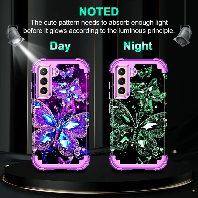 Alt view image 4 of 7 - for Galaxy S21 5G Case Glow in The Dark Three Layer Heavy Duty Shockproof Full Body Protection Hard Plastic Bumper+Soft Silicone Case for Galaxy S21 6.2 inch Dark