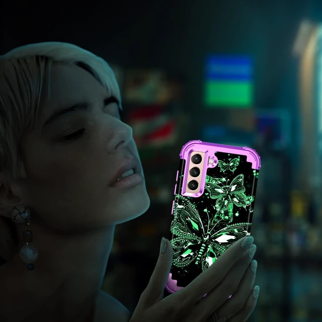 Alt view image 6 of 7 - for Galaxy S21 5G Case Glow in The Dark Three Layer Heavy Duty Shockproof Full Body Protection Hard Plastic Bumper+Soft Silicone Case for Galaxy S21 6.2 inch Dark