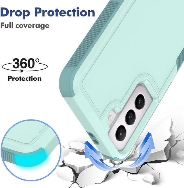 Alt view image 3 of 7 - for Galaxy S21 Case: Dual Layer Protective Heavy Duty Cell Phone Cover Shockproof Rugged with Screen Protector - Military Protection Bumper Tough - Galaxy S21 5G 2021 6.2 inch Green