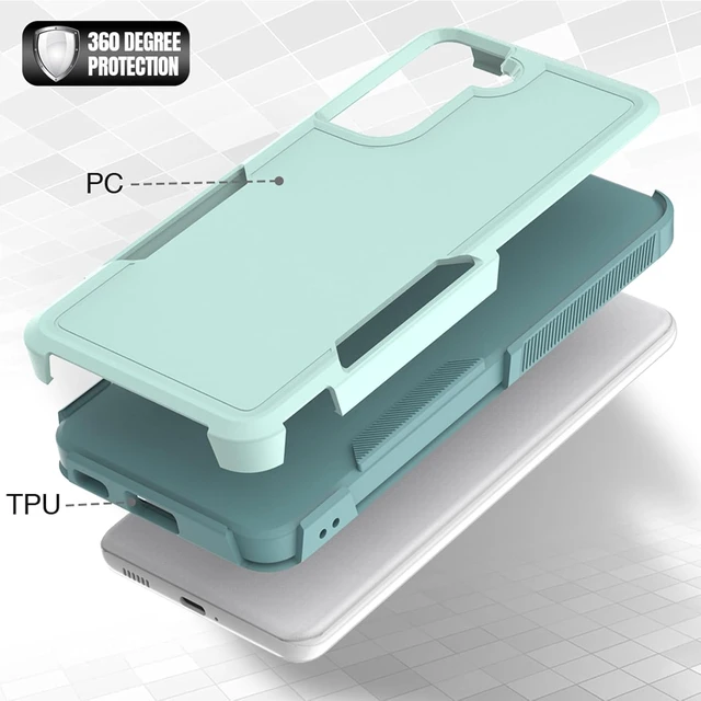 Alt view image 4 of 7 - for Galaxy S21 Case: Dual Layer Protective Heavy Duty Cell Phone Cover Shockproof Rugged with Screen Protector - Military Protection Bumper Tough - Galaxy S21 5G 2021 6.2 inch Green