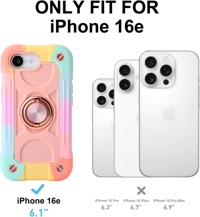 Alt view image 2 of 7 - Compatible with iPhone 17e/iPhone 16e Case with Stand Military Grade Drop Protection Full Body Rugged Heavy Duty Case 3 in 1 Protective Durable Cover for iPhone 16e/17e