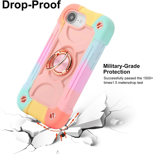 Alt view image 4 of 7 - Compatible with iPhone 17e/iPhone 16e Case with Stand Military Grade Drop Protection Full Body Rugged Heavy Duty Case 3 in 1 Protective Durable Cover for iPhone 16e/17e