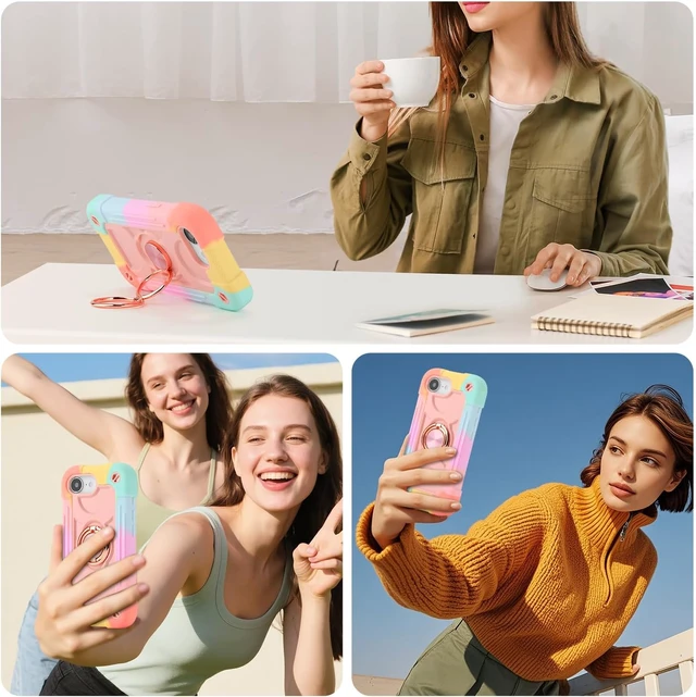 Alt view image 6 of 7 - Compatible with iPhone 17e/iPhone 16e Case with Stand Military Grade Drop Protection Full Body Rugged Heavy Duty Case 3 in 1 Protective Durable Cover for iPhone 16e/17e