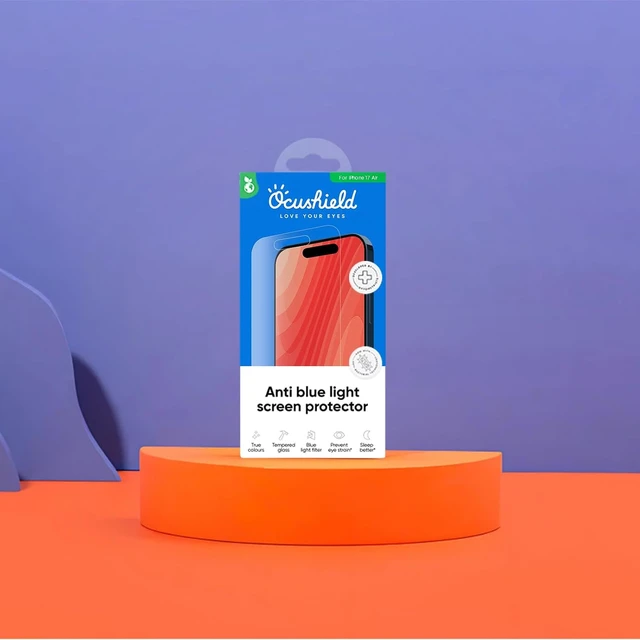 Alt view image 2 of 7 - Anti Blue Light Tempered Glass Screen Protector of iPhone 17 Air (6.5) Blocks Blue Light Prevents Eye Strain & Helps You Sleep Better 9H Hardness & Case Friendly