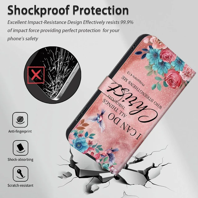 Alt view image 4 of 7 - for Galaxy A17 5G Wallet Case with Credit Card Slots Holder PU Leather Shockproof RFID Blocking Cover for Galaxy A17 5G Bible Philippians 4-13