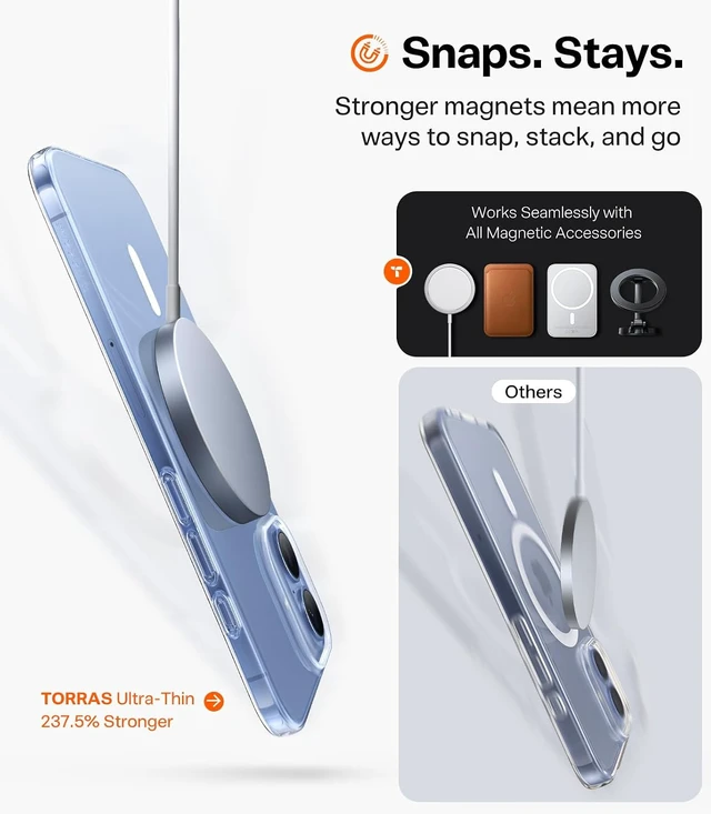 Alt view image 6 of 7 - Magnetic Slim Fit for iPhone 17 Case Ultra-Thin Compatible with MagSafe Stronger Magnetic + Thinner Lightweight Matte Anti-Scratch Hard PC Cover Phone Case for iPhone 17 Clear