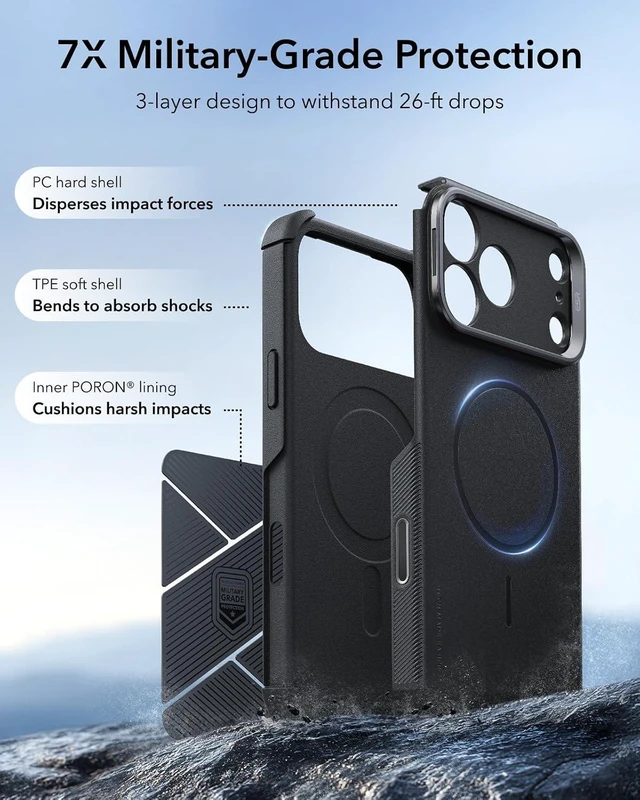 Alt view image 3 of 7 - Cyber Tough for iPhone 18 Pro/17 Pro Case with Flex Stand Black