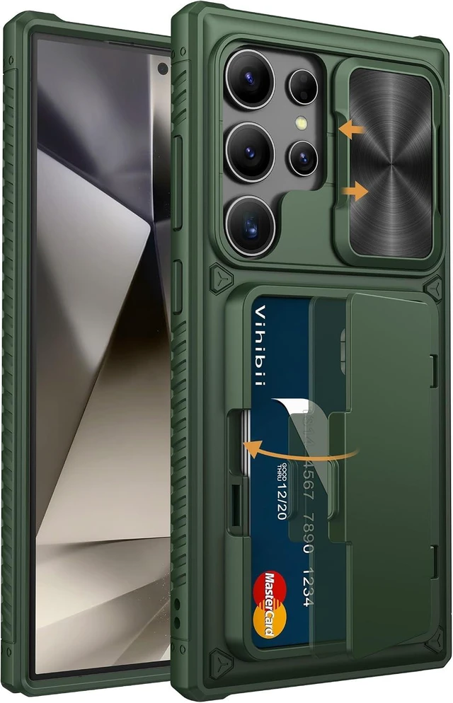 Main image of for Galaxy S24 Ultra Case Wallet with Card Holder Green