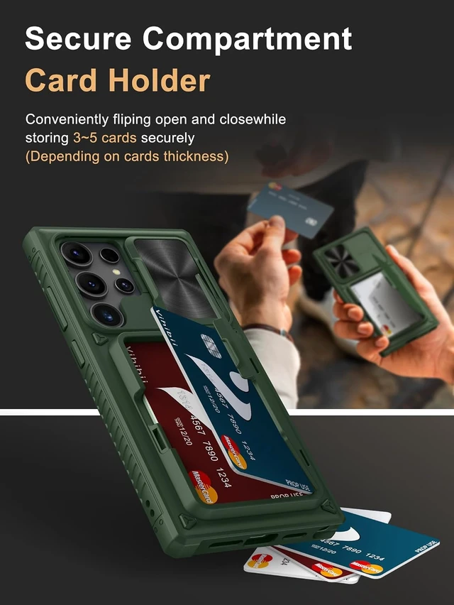 Alt view image 3 of 7 - for Galaxy S24 Ultra Case Wallet with Card Holder Green