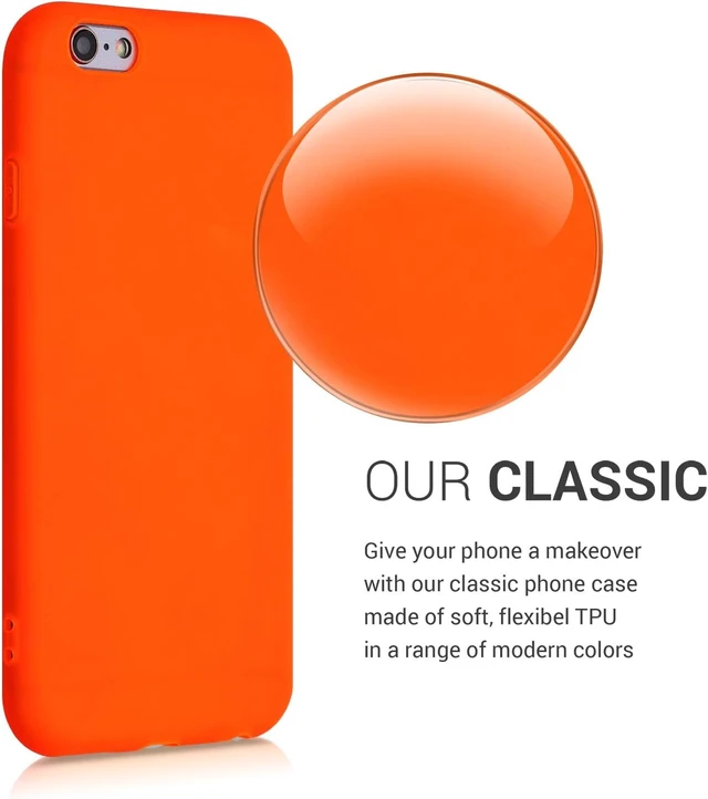Alt view image 3 of 6 - Case Compatible with iPhone 6 / 6S Case - Soft Slim Protective TPU Silicone Cover - Neon Orange