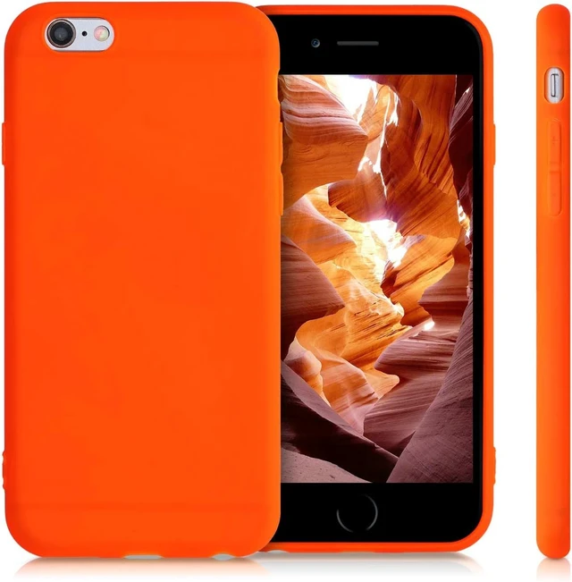 Alt view image 4 of 6 - Case Compatible with iPhone 6 / 6S Case - Soft Slim Protective TPU Silicone Cover - Neon Orange