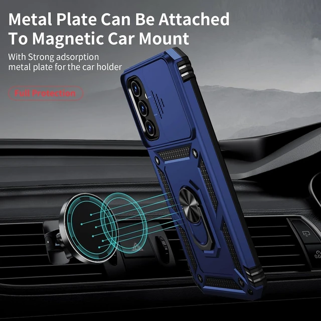 Alt view image 2 of 6 - for Galaxy A35 5G Case with Camera Lens Cover HD Screen Protector 10 FT Military Grade Drop Protection Magnetic Ring Holder Kickstand Protective Phone Case Navy Blue