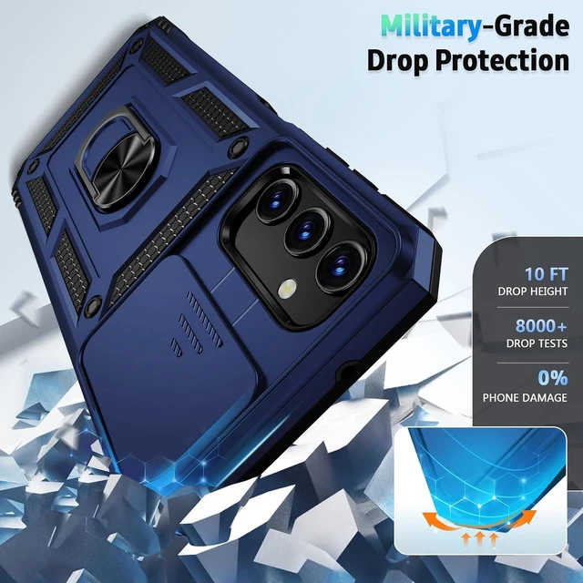 Alt view image 4 of 6 - for Galaxy A35 5G Case with Camera Lens Cover HD Screen Protector 10 FT Military Grade Drop Protection Magnetic Ring Holder Kickstand Protective Phone Case Navy Blue