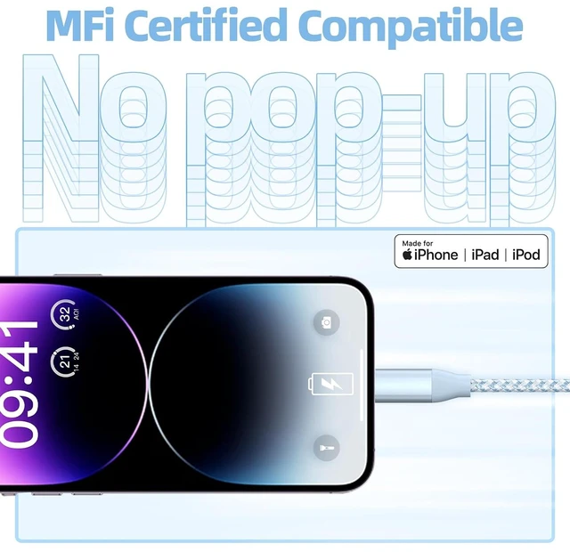 Alt view image 2 of 6 - USB C to Lightning Cable 3 Pack 6FT MFi Certified iPhone Fast Charger Fast Charging Type c to Lightning Cable for iPhone 14 13 12 11 Pro Max Xr Xs 8 and More