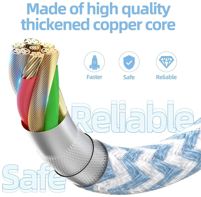 Alt view image 3 of 6 - USB C to Lightning Cable 3 Pack 6FT MFi Certified iPhone Fast Charger Fast Charging Type c to Lightning Cable for iPhone 14 13 12 11 Pro Max Xr Xs 8 and More