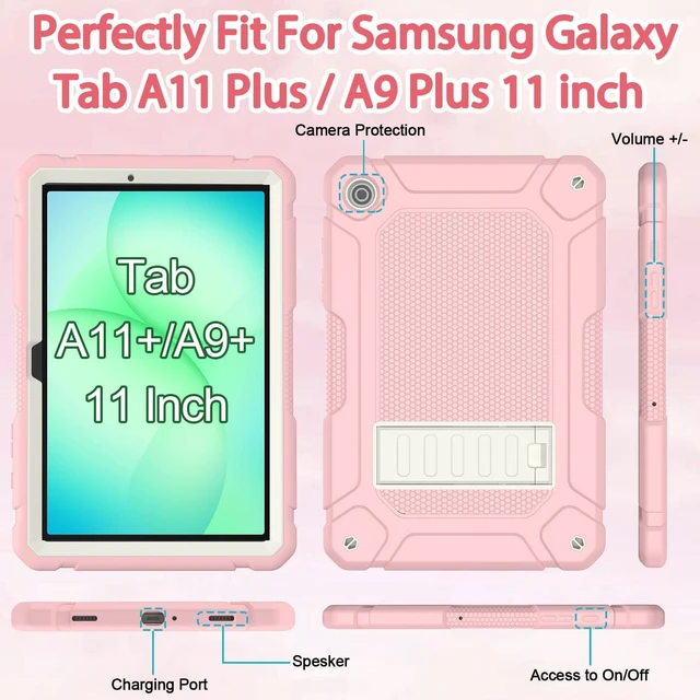 Alt view image 4 of 7 - Case for Galaxy Tab A11+ Plus 11 Inch 2026/A9+ Plus 11 Pink