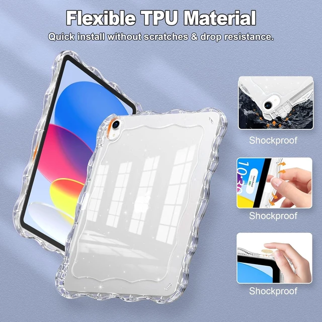 Alt view image 4 of 7 - for iPad (A16) 11th 10th Gen Case Wave Edge Clear Bling